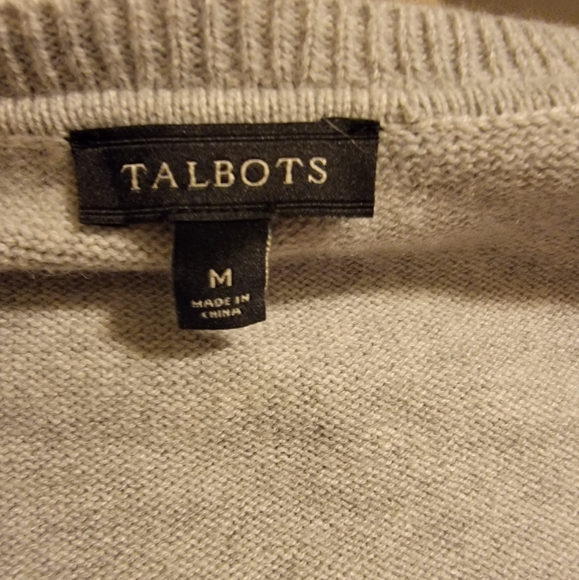 🔖🎄👉Talbots Fair Isle Wool Sweater Sz M Gray Ruffle detail - Picture 6 of 7